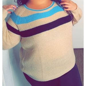 NWOT cream/beige striped knit sweater